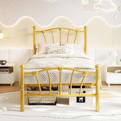 Bed Frame, Heart Shaped Metal Bed Frame with Headboard and Footboard, Platform Bed Frame with Sturdy Slat Support,No Box Spring Needed | Target