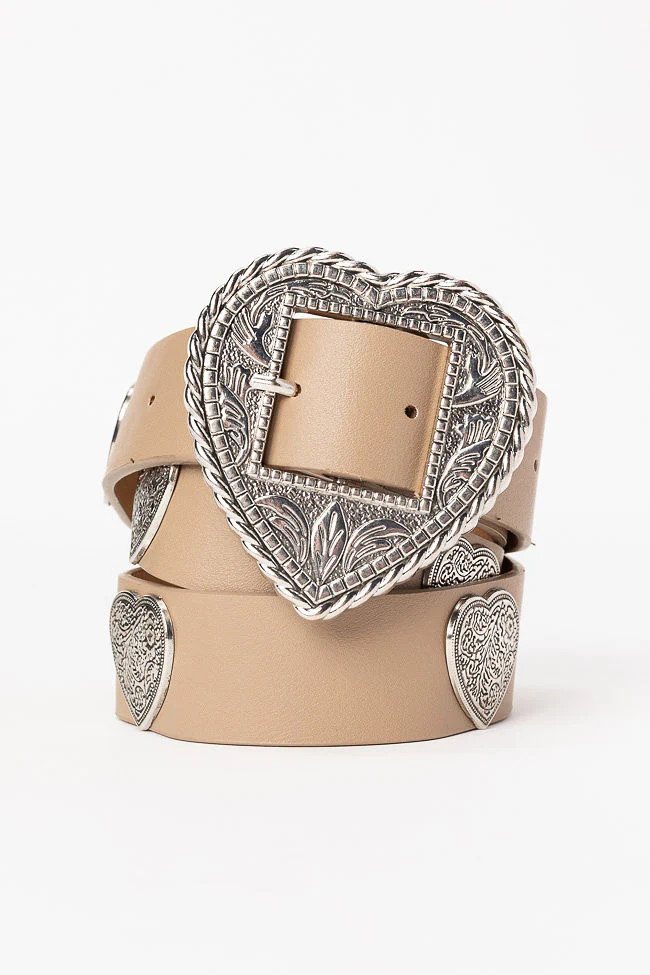Heart Tan Waist Belt | Pink Lily