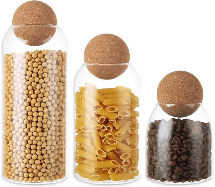 ABuff 3 PCS Glass Storage Container with Ball Cork, Small Glass Candy Jar Cute Decorative Organiz... | Amazon (CA)