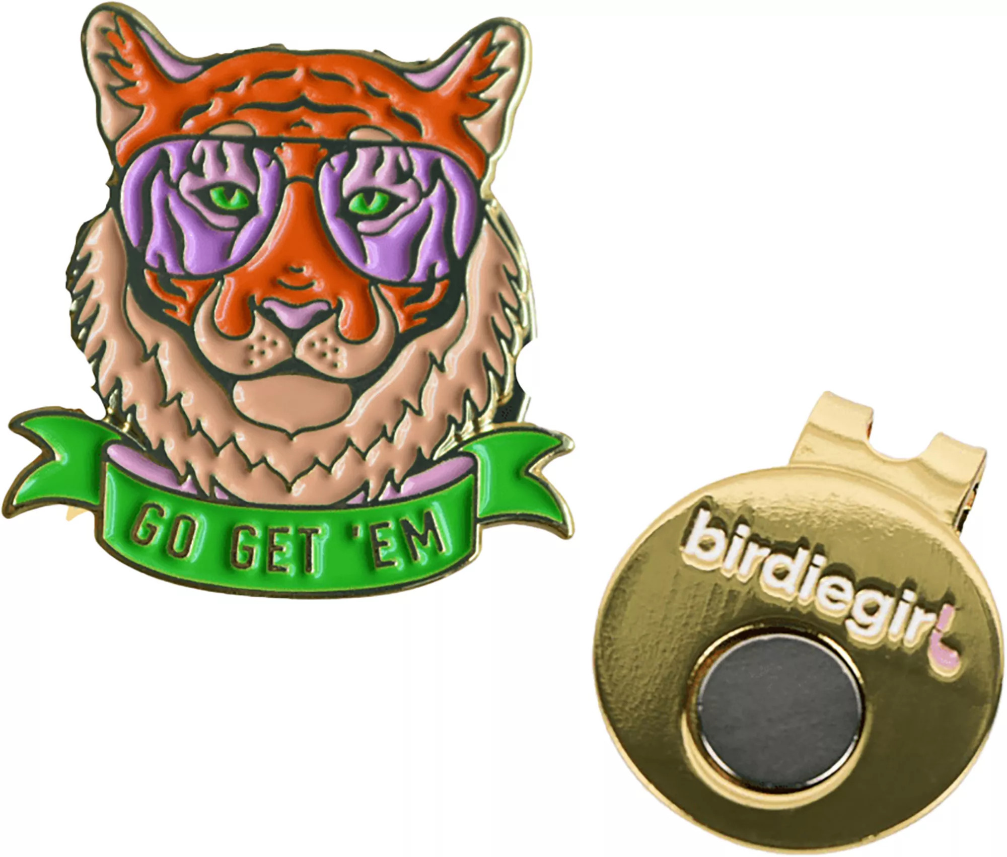birdiegirl Go Get Em Tiger Ball Marker & Hat Clip, Purple/Gold | Golf Galaxy