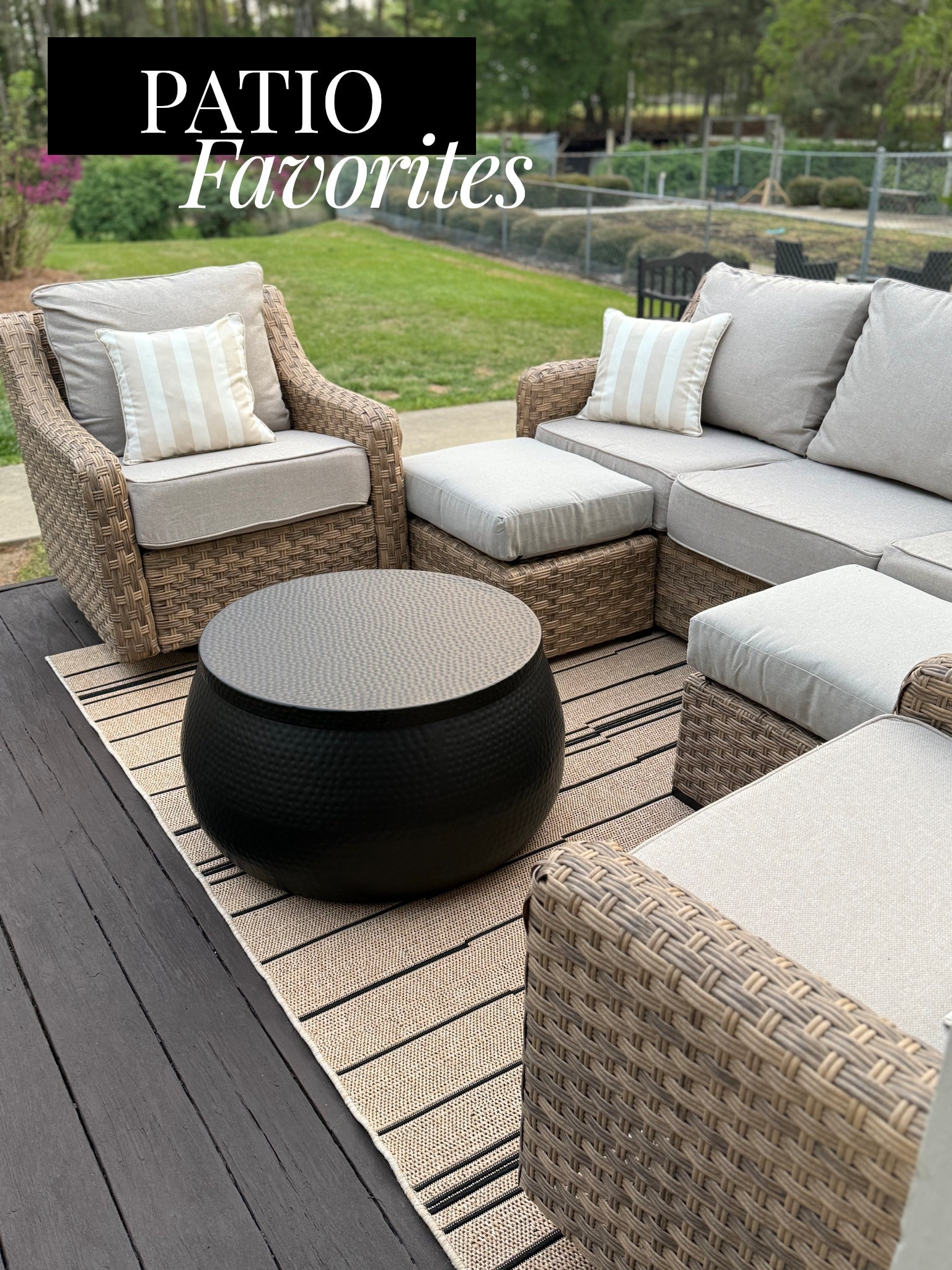 The viral patio set that sales out every year from Walmart! It has been a favorite of mine! Perfect fit for our modern farmhouse patio area. Paired with this 5x7 outdoor rug from Lowe’s. Thick 6” inch cushions from Amazon #patio #walmart #amazonfavorites #outdoorspace #lowes #outdoorrug #ltkhome 

#LTKSaleAlert #LTKHome #LTKSeasonal