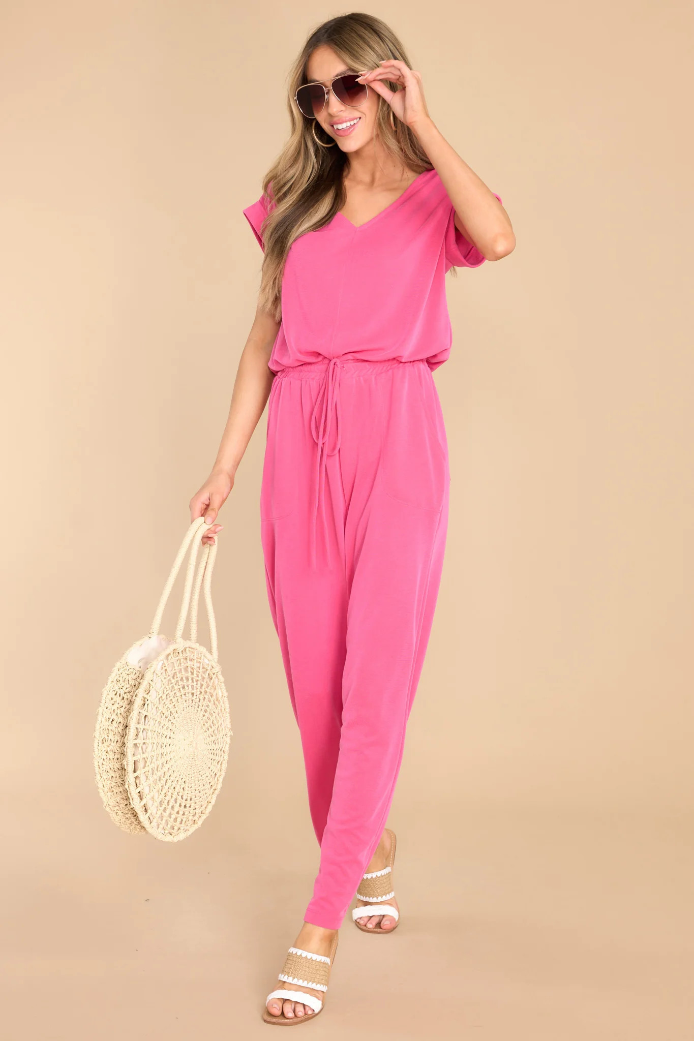 Flirt With Fun Hot Pink Jumpsuit | Red Dress 