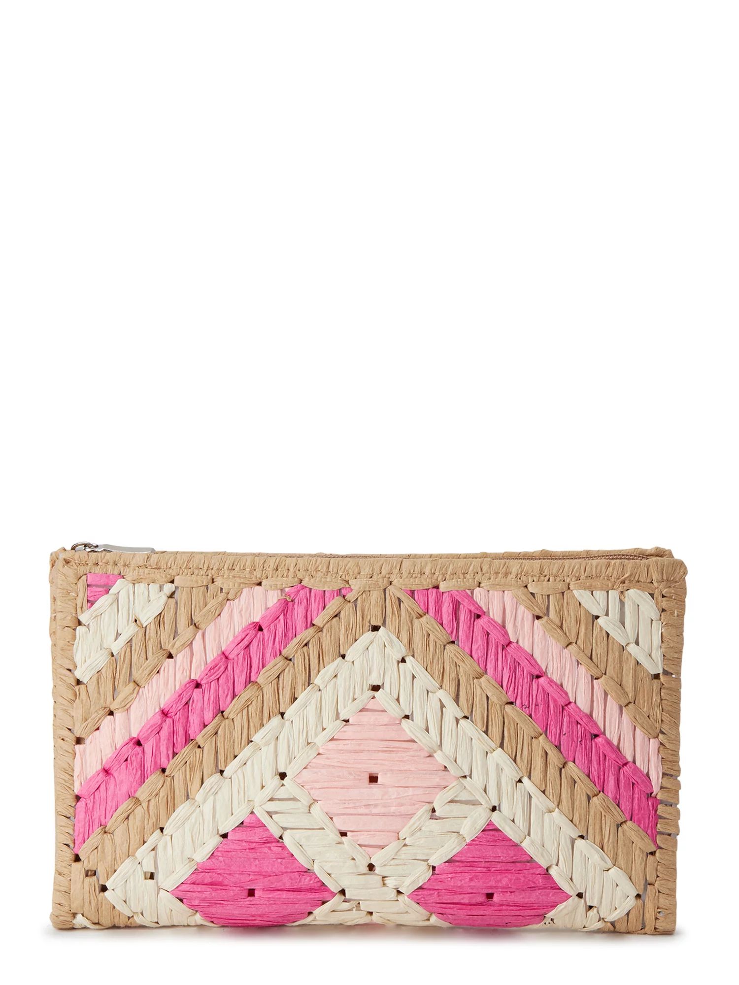 Eliza May Rose Straw Pattern Woven Summer Clutch | Walmart (US)