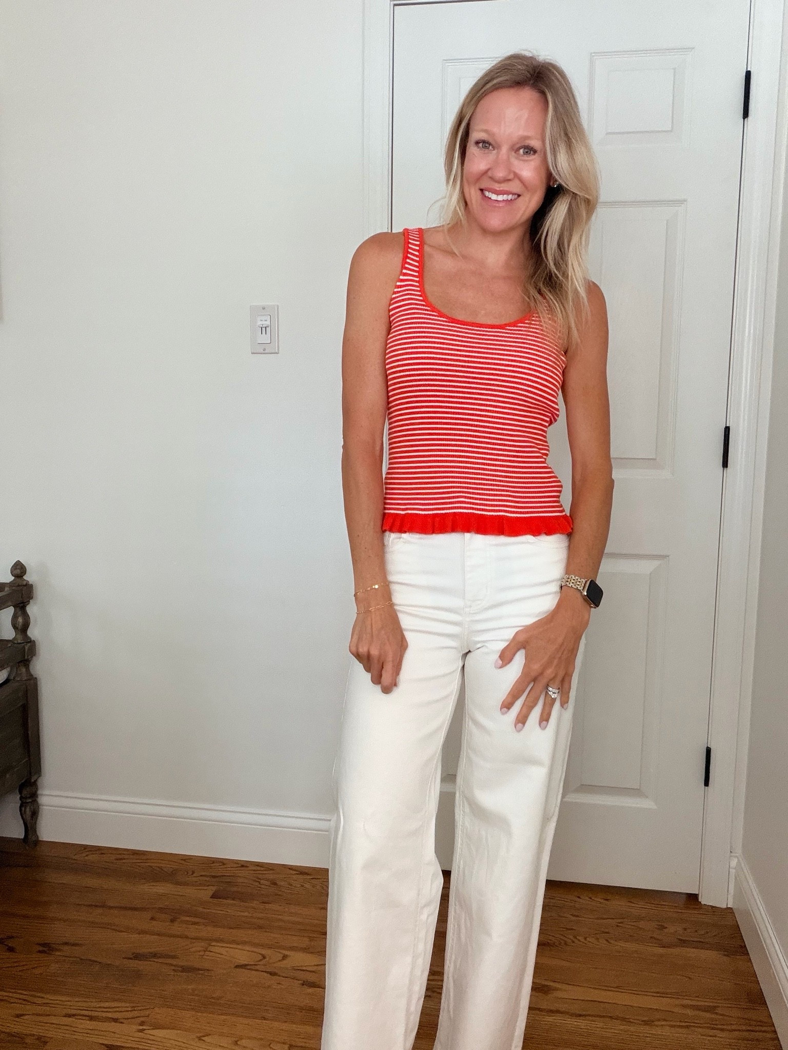 I’ve always loved a sweater tank. 

Top- xs
Jeans- size 2