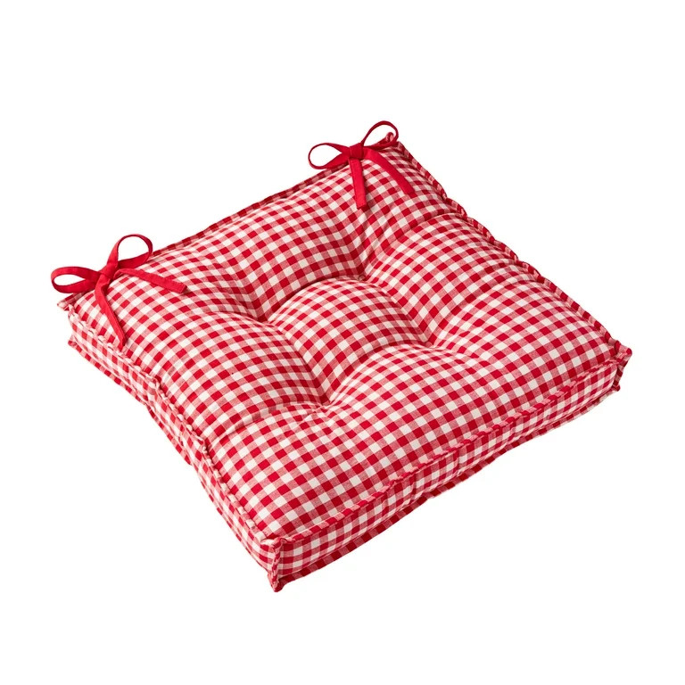 The Pioneer Woman Red & White Gingham Chair Cushion, 17" x 18" - Walmart.com | Walmart (US)