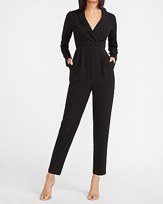 Pinstripe Long Sleeve Blazer Jumpsuit | Express