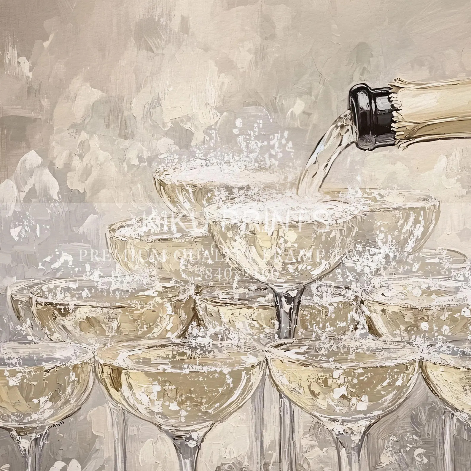 Party Samsung Frame TV Art Champagne Glasses Tower, Happy New Year Party Oil Painting, Bar Cart D... | Etsy (US)