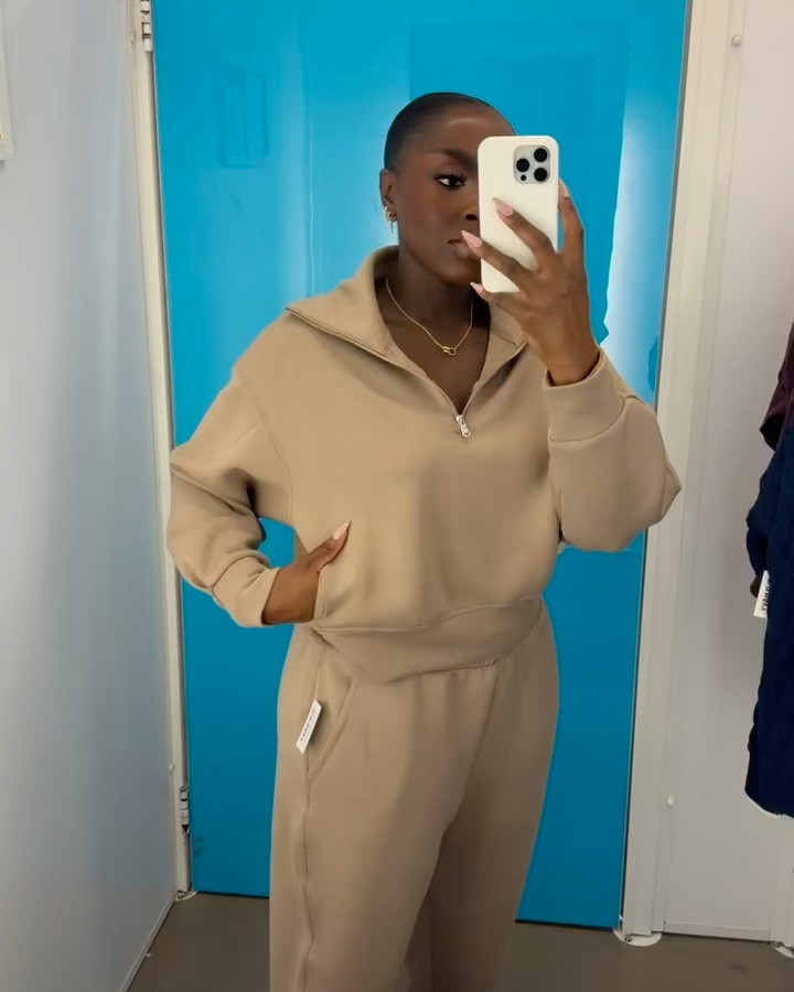 Wow! The bounce fleece line from Old Navy is wicked comfortable! I’m not even kidding. I grabbed an XL, because I wasn’t sure about the fit, but I definitely need a large in the bottom. I’m wearing a small in the top which fits me great. It’s oversized, just the way that I like it and it has pockets. This comes in a few colors and it is well worth the money! 

#LTKFindsUnder100 #LTKStyleTip