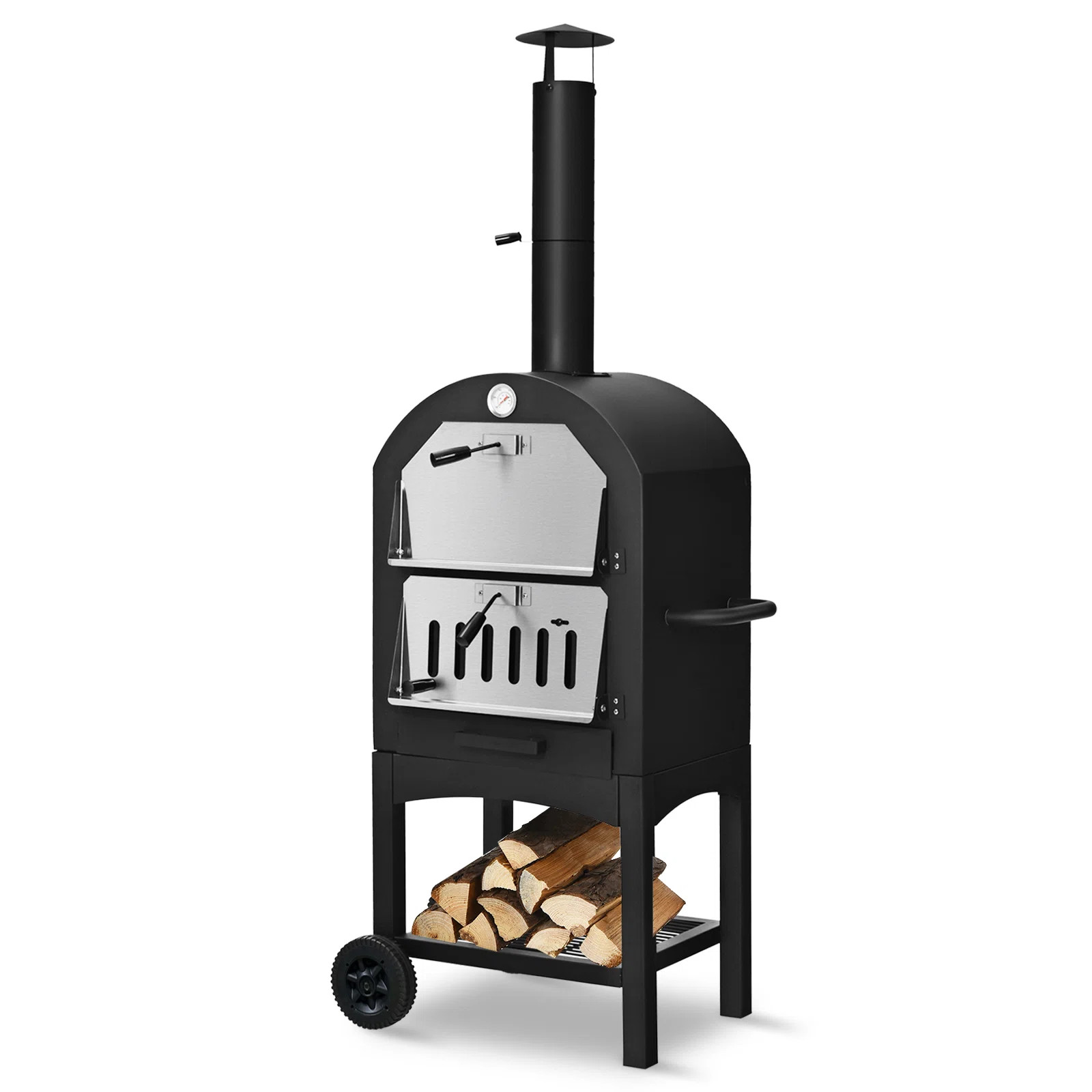 Iron Freestanding Wood-Fired Pizza Oven in Black | Wayfair North America
