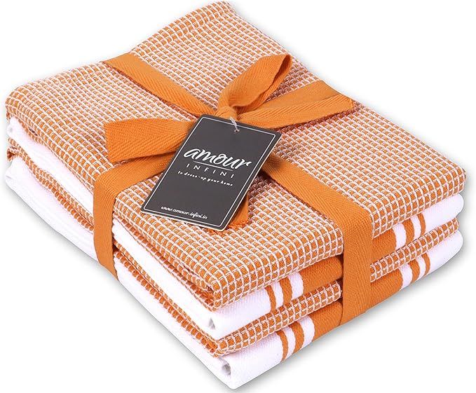 AMOUR INFINI Cotton Kitchen Towels - Set of 4 Highly Absorbent, Ultra Soft Waffle Weave Tea Towel... | Amazon (US)