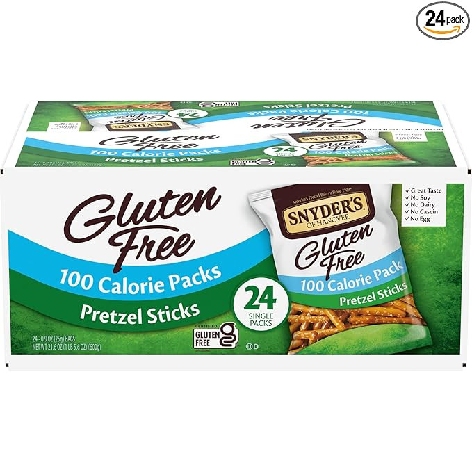 Snyder's of Hanover Gluten Free Pretzel Sticks, 100 Calorie Individual Packs, 24 Ct | Amazon (US)