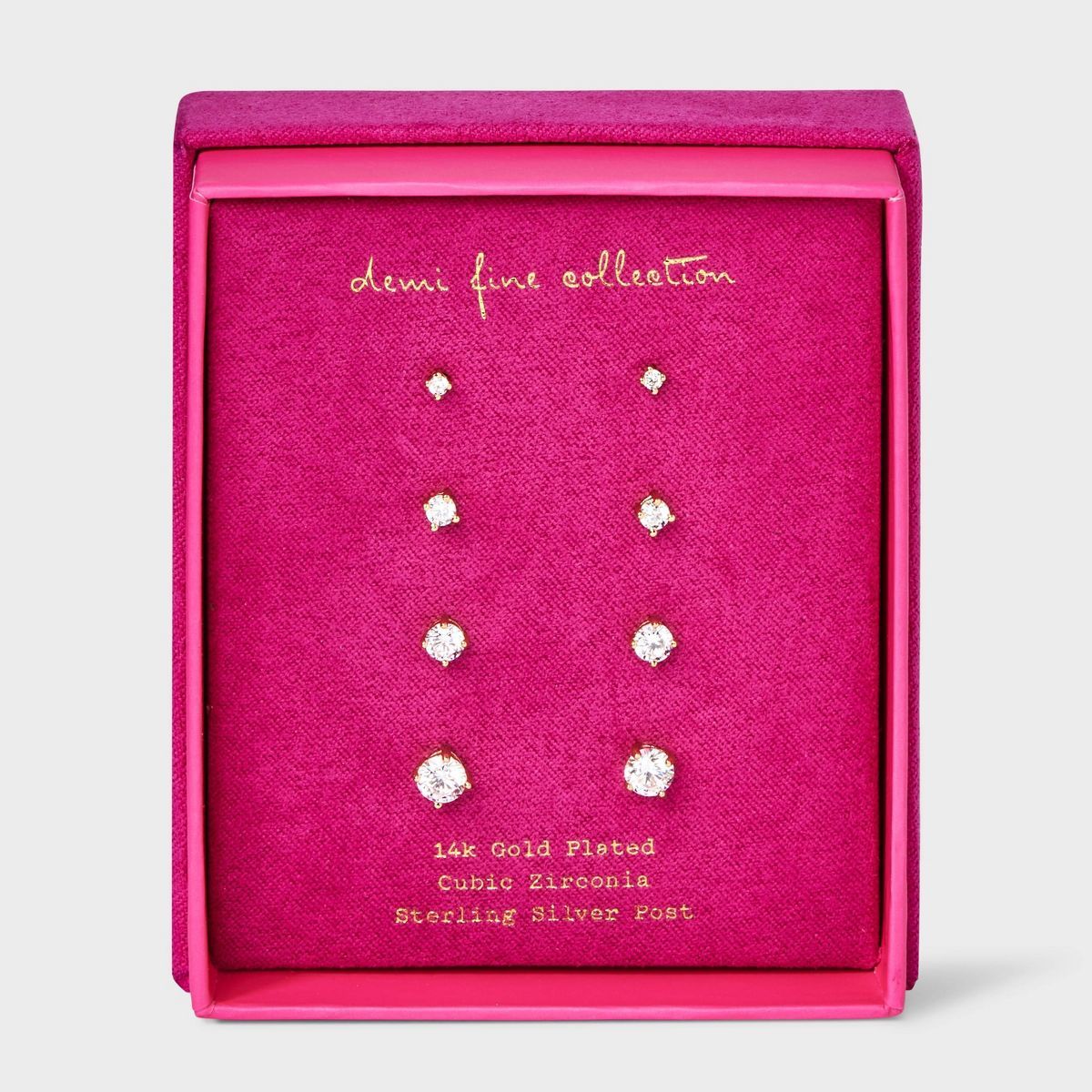 Cubic Zirconia Stud Earring Set 4pc - A New Day™ | Target