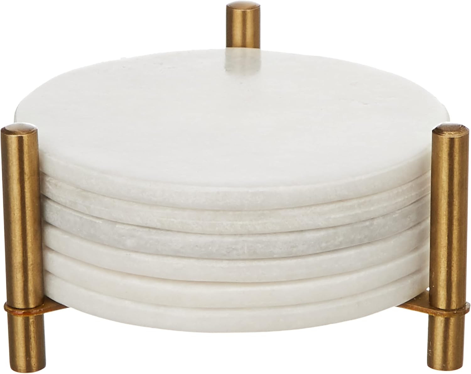 Amazon.com: Queenza Marble Coasters for Drinks, Set of 6 Coasters with Holder, Pearl White Marble... | Amazon (US)