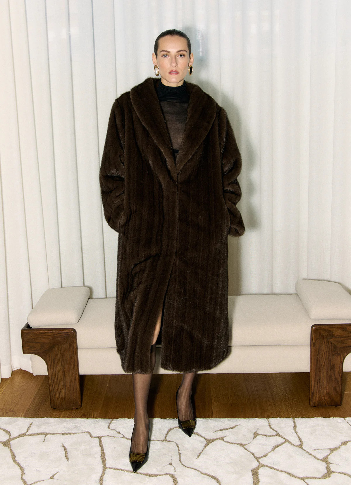Brown Vintage Faux Fur Coat | DE SAVARY LONDON
