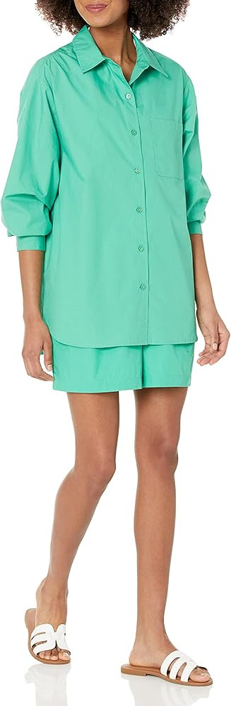 The Drop Women's Kendra Poplin Loose-Fit Long Shirt | Amazon (US)