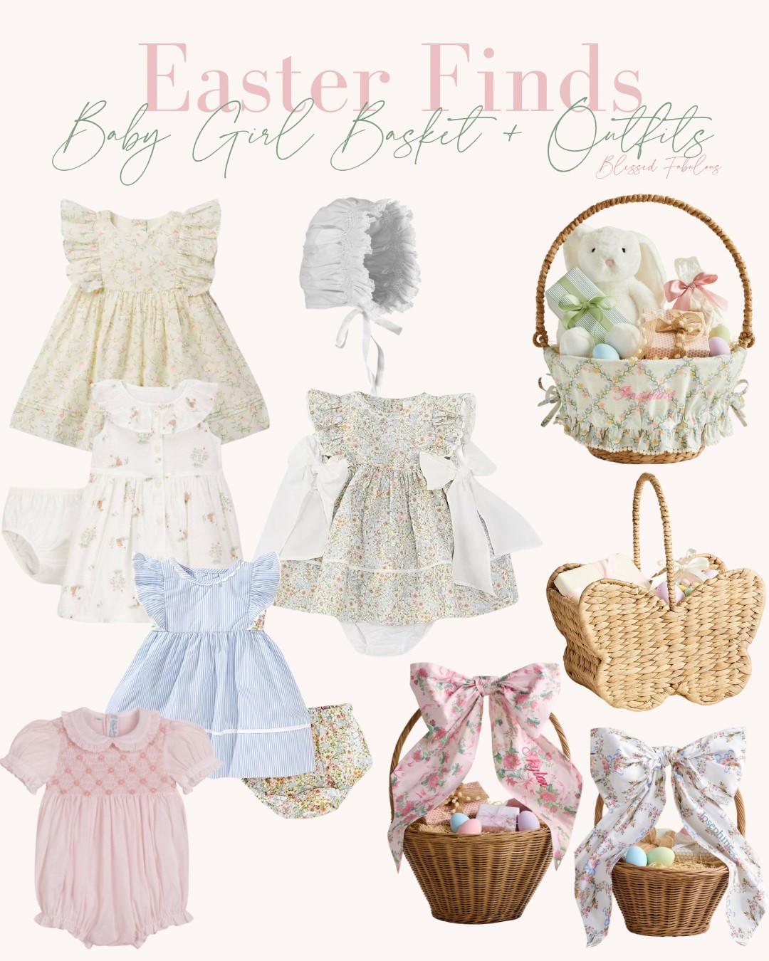 Baby girl Easter basket ideas and outfit ideas! 

Pottery barn x love shack fancy Easter basket, bonnet, newborn, first time mom, Easter dress 

#LTKKids #LTKSeasonal #LTKBaby