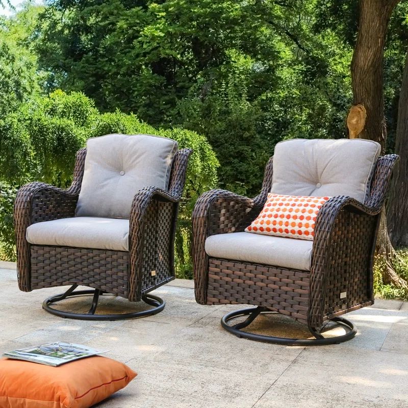 Linkwood Rocking Swivel Patio Chair with Cushions | Wayfair North America