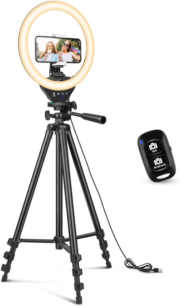 Amazon.com: Sensyne 10'' Ring Light with 50'' Extendable Tripod Stand, LED Circle Lights with Pho... | Amazon (US)