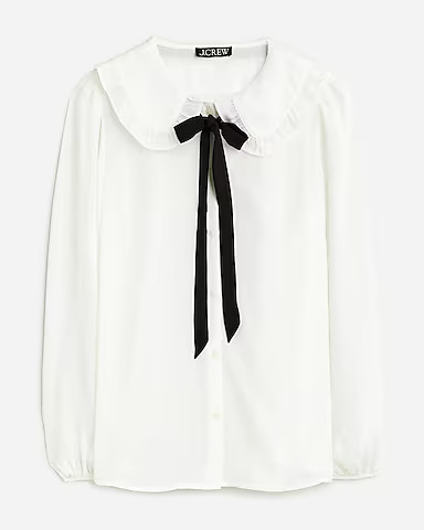 Drapey ruffle-collar button-up shirt | J. Crew US