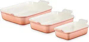 Le Creuset Stoneware Heritage Set 3 Rectangular Dishes, Peche | Amazon (US)