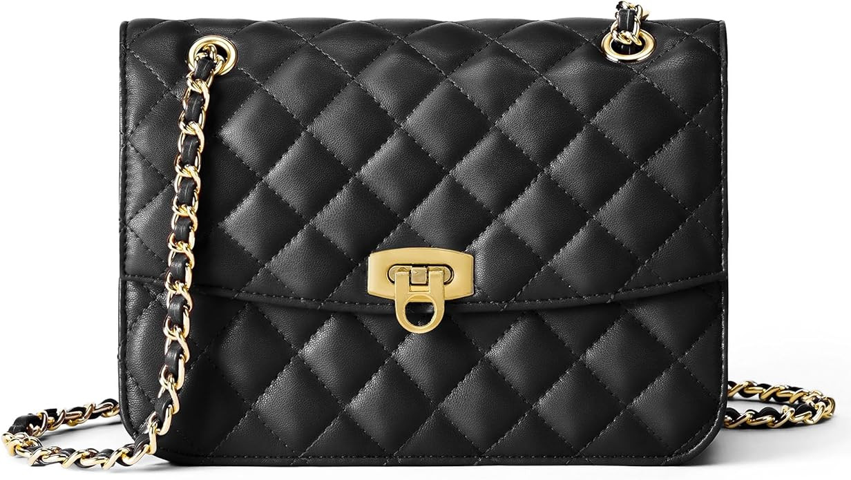 Quilted Crossbody Bags for Women Small Clutch Shoulder Purse Womens Handbags with Gold Chain Stra... | Amazon (US)