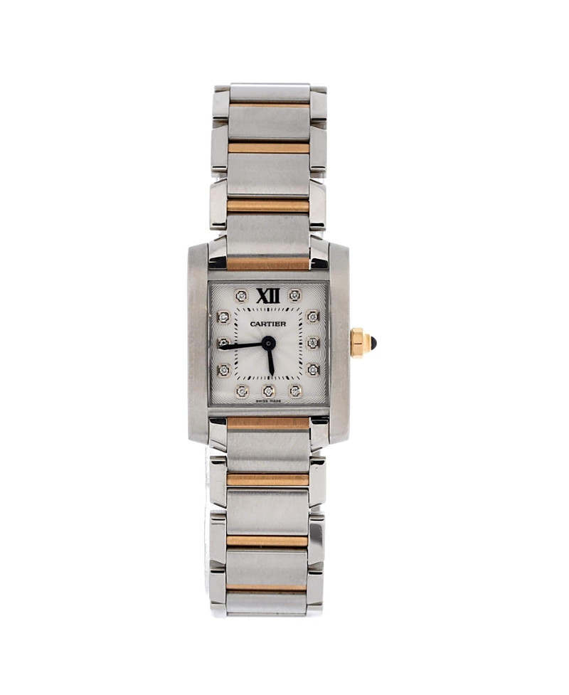 Pre-Owned Cartier Tank Francaise Quartz Watch in Stainless Steel and Rose Gold with Diamond Markers 20mm | Bloomingdale's (US)
