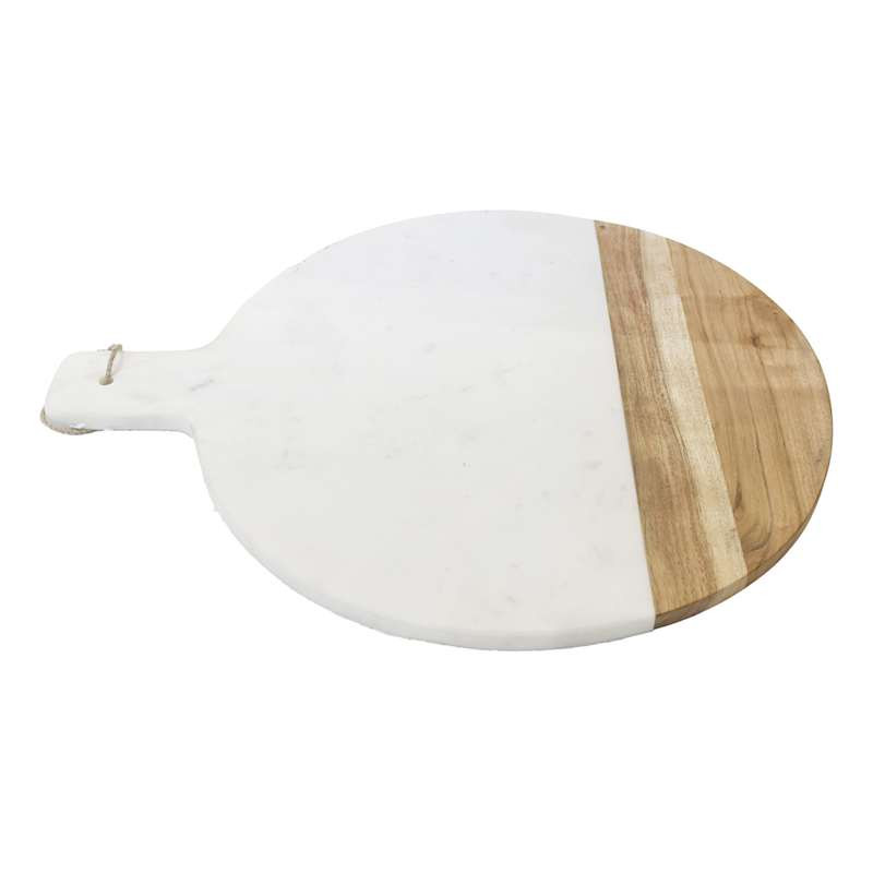 Marble & Acacia Wood Serving Board, 22" | At Home
