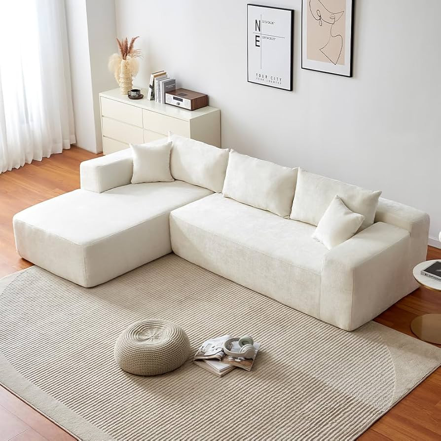 WILLIAMSPACE 104.7" Sponge Sectional Sofa Couch for Living Room, Modern Upholstered High Density ... | Amazon (US)