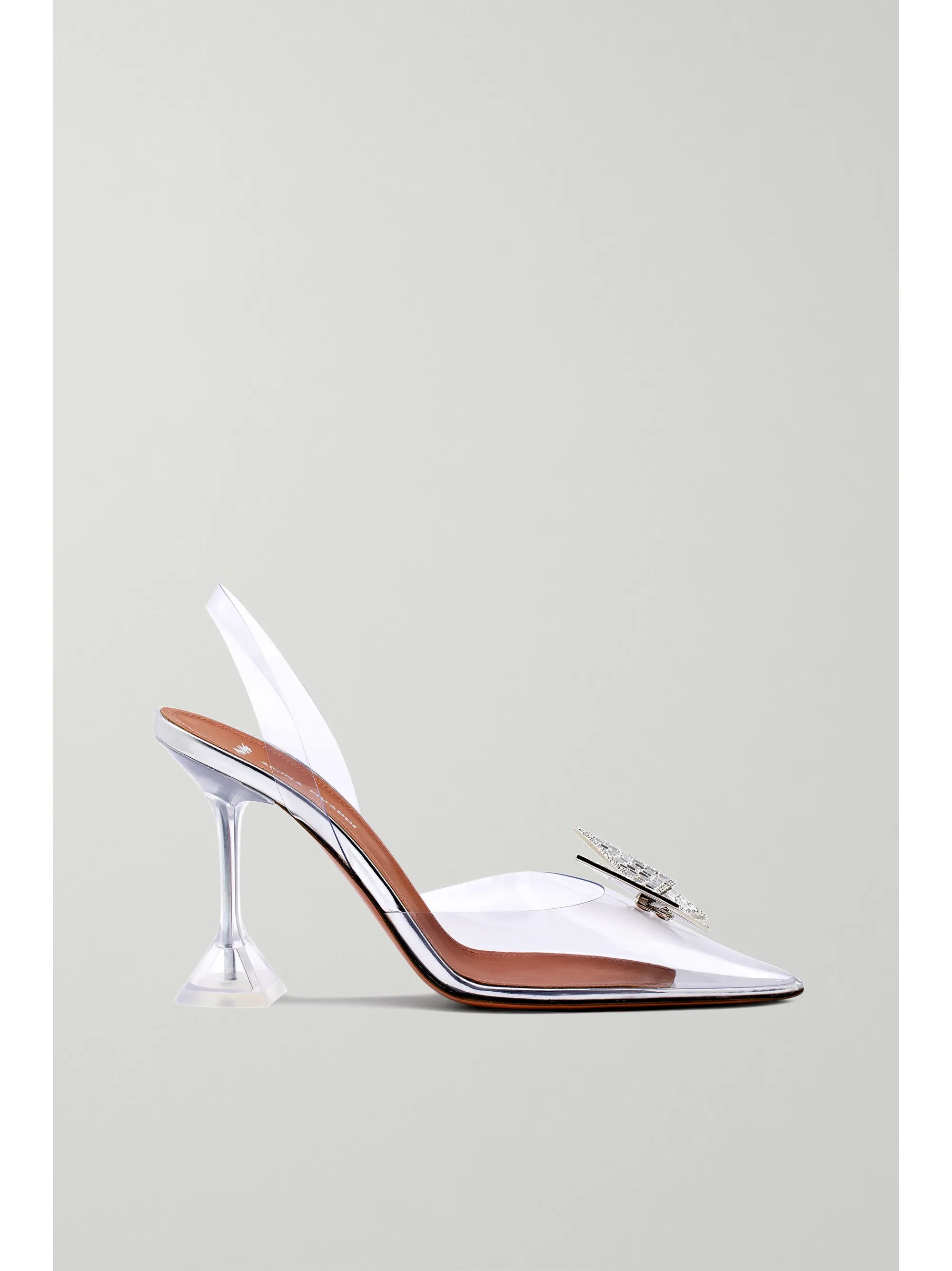 Clear + AWGE Phoenix crystal-embellished bow-detailed PVC slingback pumps | Amina Muaddi | NET-A-... | NET-A-PORTER (US)