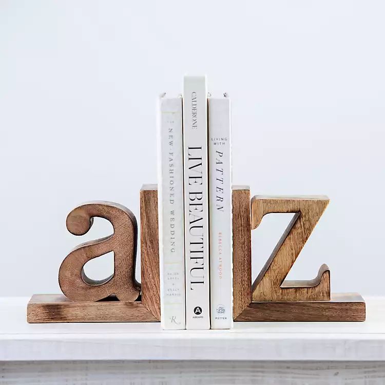 Mango Wood 2-pc. A and Z Bookends | Kirkland's Home