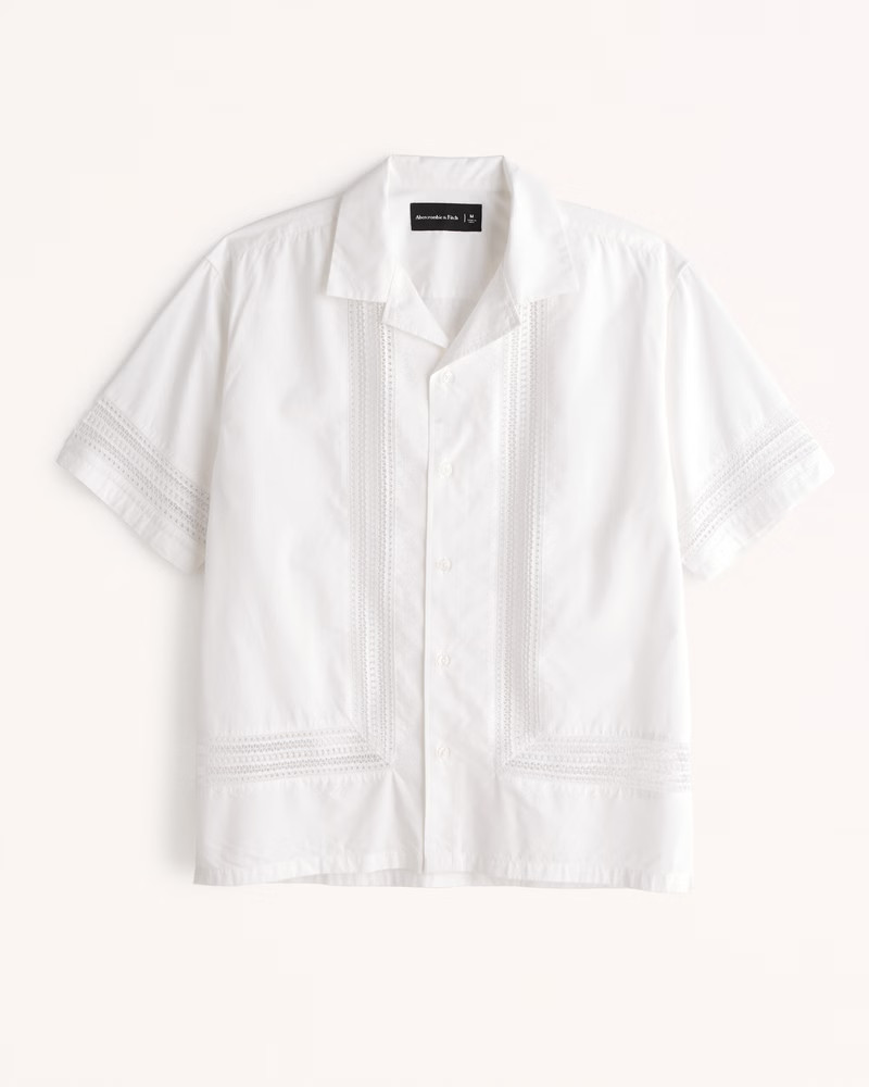 Camp Collar Lacey Button-Up Shirt | Abercrombie & Fitch (US)