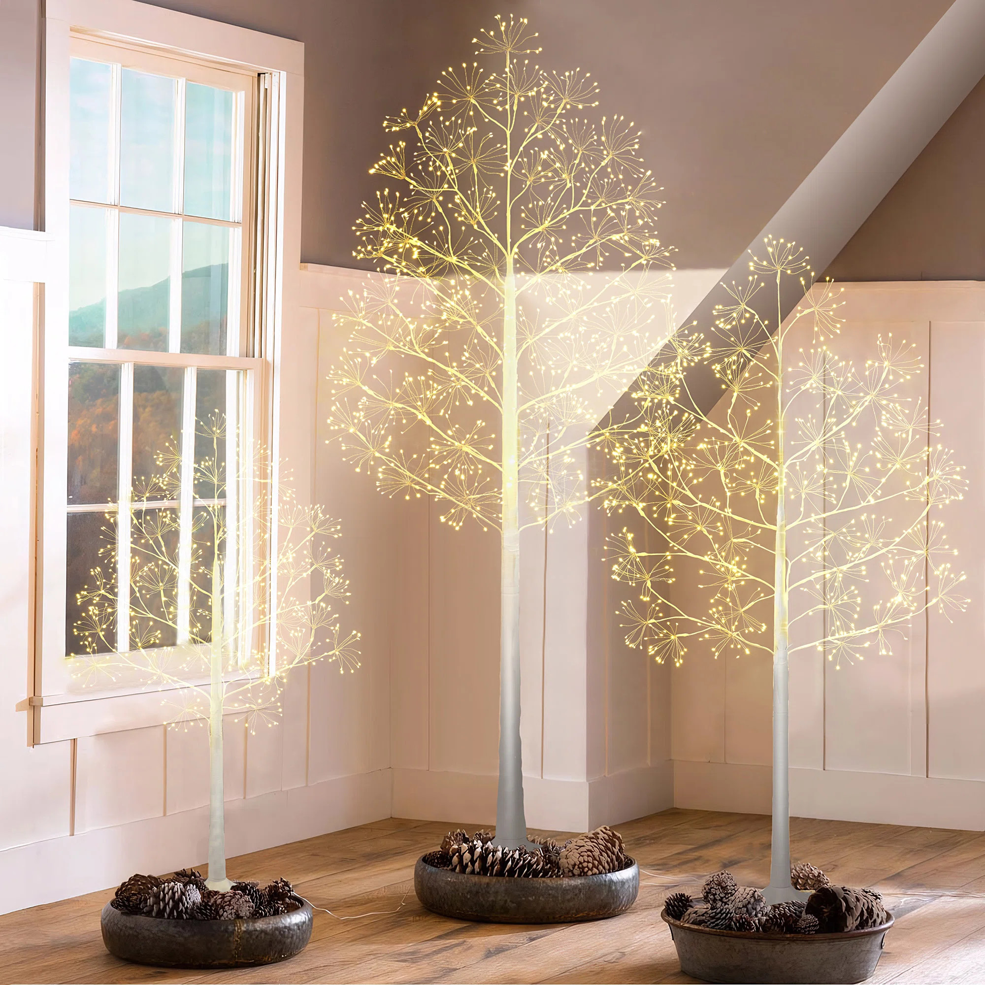 Year-Round Lighted Birch Tree Set(3-Pack), 4FT, 5FT, 6FT Multi-Height Natural Décor with Timer &... | Wayfair North America