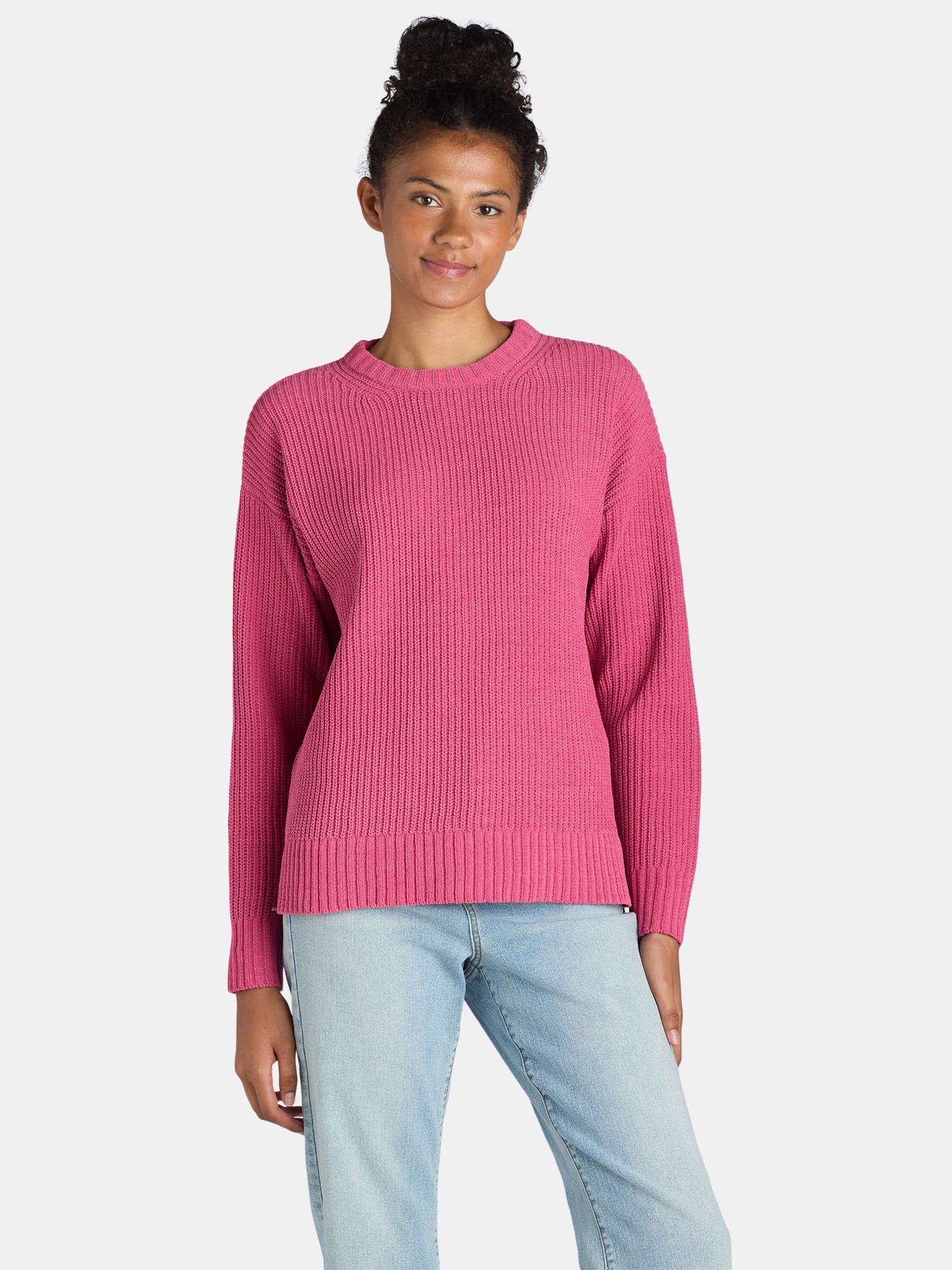 Time and Tru Women's Chenille Pullover Sweater with Long Sleeves, Sizes XS-XXXL | Walmart (US)