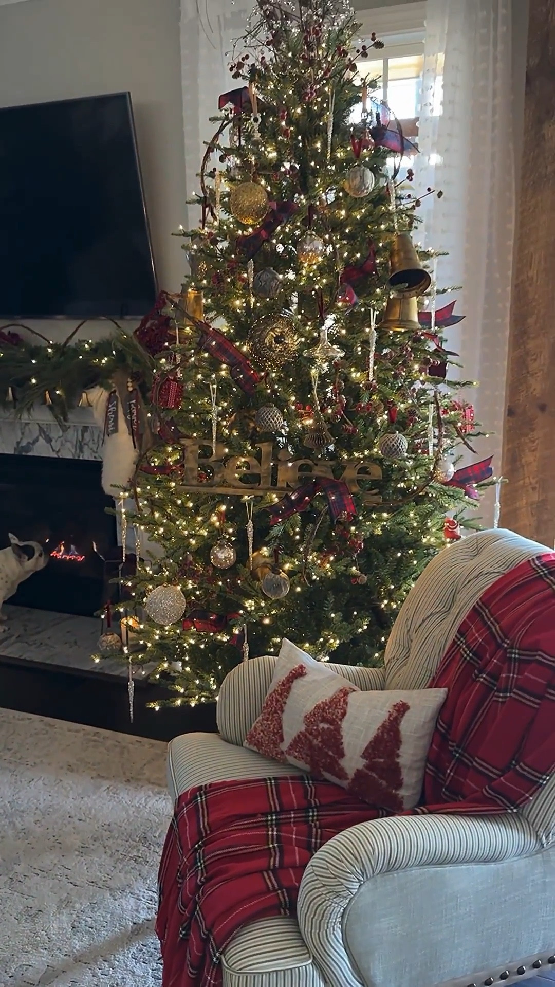 My 2025 Christmas tree!! This is the 7.5’ Grand Duchess. It is stunning!! The gold tree collar was a DIY. I have linked some similar options.

Christmas tree, tree collar, ornaments, velvet ribbon, grapevine garland, bell garland, gold bells, reindeer, chandelier, vase, vintage inspired ornaments, console table, floor lamp, berry stems, Christmas pillow cover, plaid throw, upholstered side chair, faux fur stockings, name tags, Norfolk pine stems, cedar stems

#LTKHome #LTKSeasonal #LTKHoliday