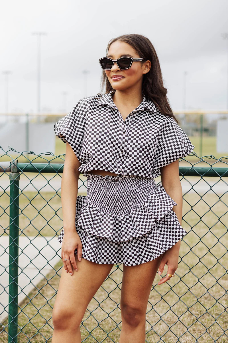Black & White Checkered Bubble Top | Queen of Sparkles