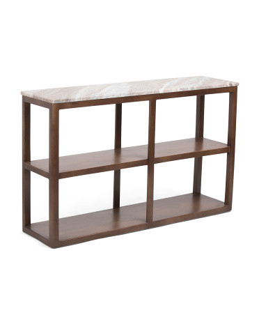 52x14x32 Torrento Solid Marble Top Wooden 3 Tiered Console | Marshalls