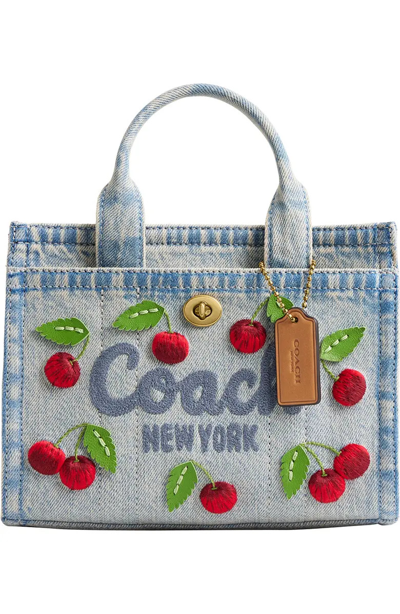 Cherry Embroidered Denim Cargo Tote | Nordstrom