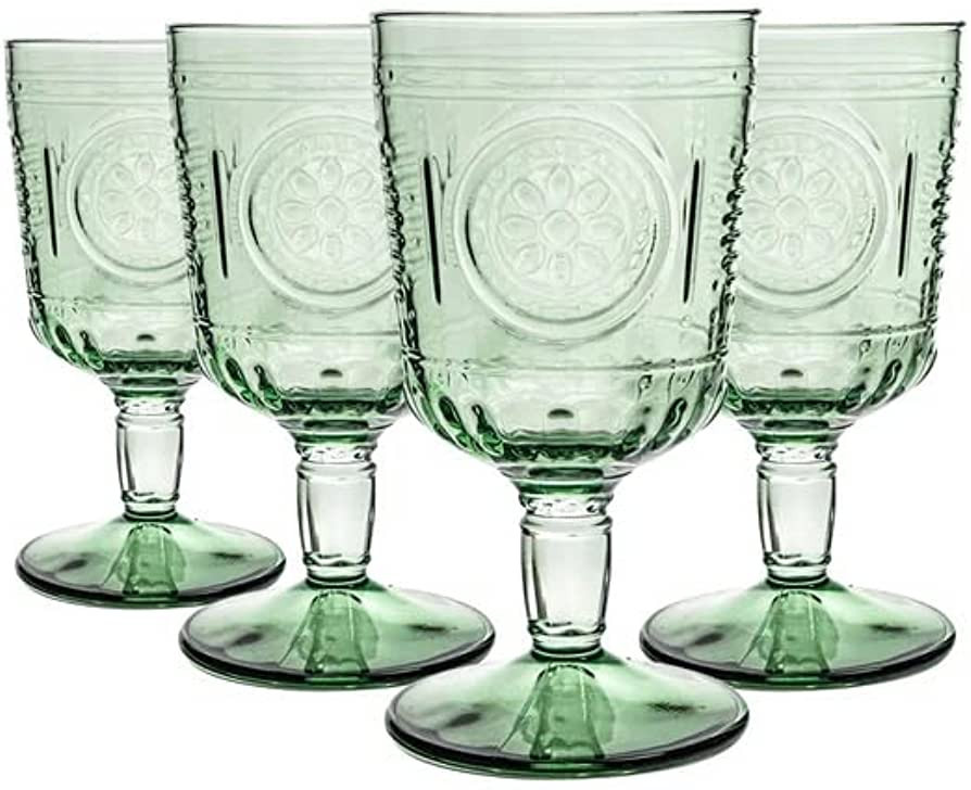 Bormioli Rocco Romantic Set Of 4 Stemware Glasses, 10.75 Oz. Colored Crystal Glass, Pastel Green,... | Amazon (US)
