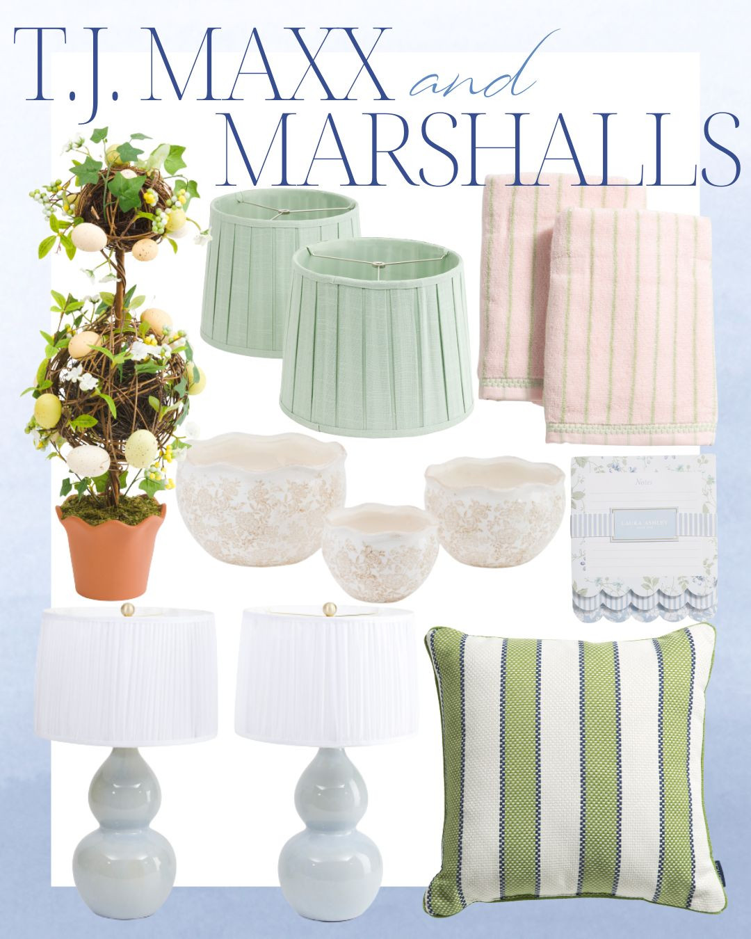 T.J. Maxx and Marshalls finds!

living room | bathroom | bedroom | home decor | home refresh | bedding | nursery | classic home | traditional home | blue and white | furniture | coffee table | southern home | coastal home | grandmillennial home | scalloped | woven | rattan | classic style | preppy style | grandmillennial decor | blue and white decor | classic home decor | traditional home | bedroom decor | bedroom furniture | dresser | blue chair | brass lamp | floor mirror | euro pillow | white bed | linen duvet | side table | rug | glassware | cups | plates | hosting | kitchen spring | sale picks | outdoor furniture | porch | beach | Lillian August | Karma Home | Ballard Designs 

 #LTKSeasonal #LTKHome