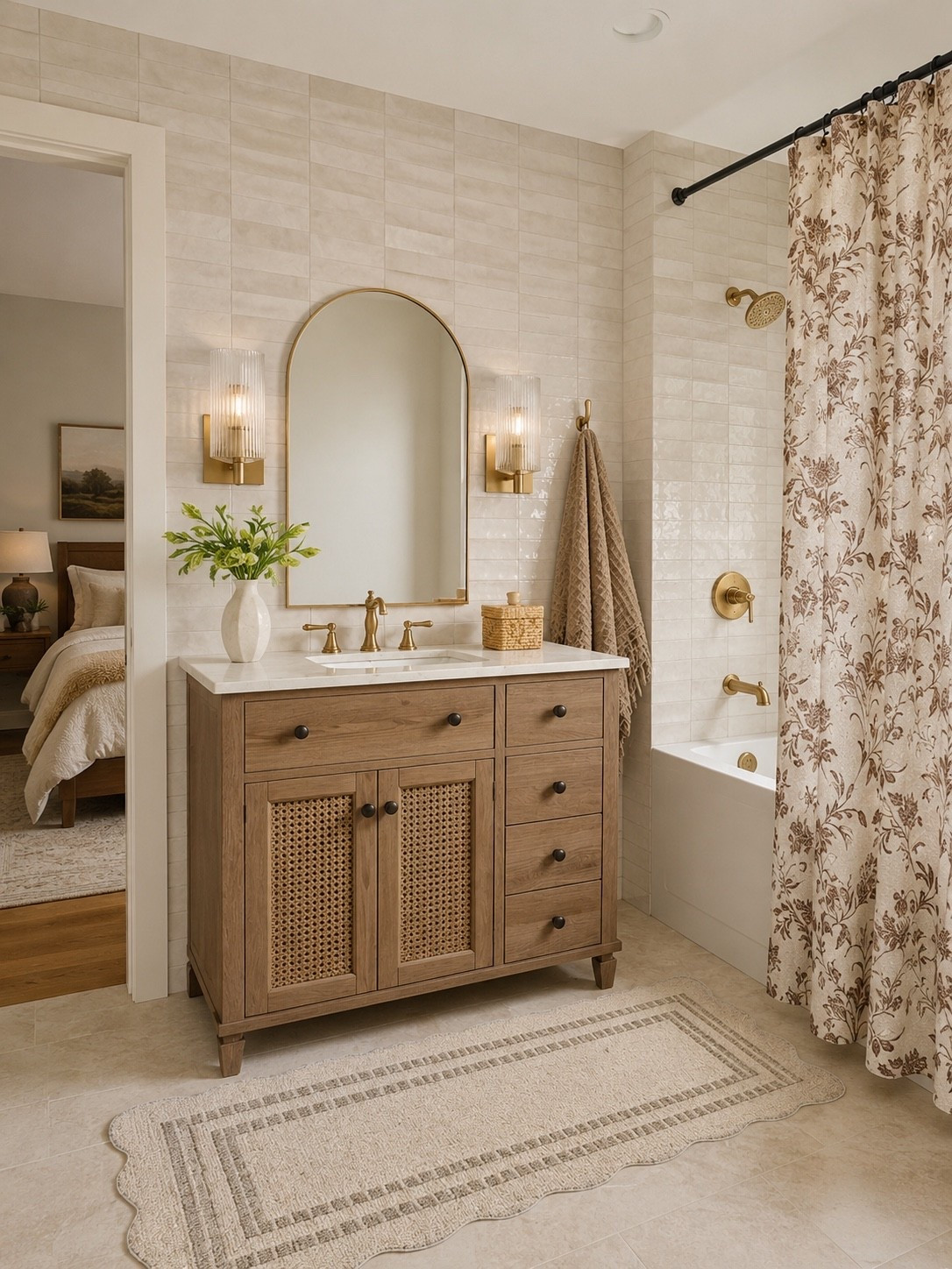 #ad Wayfair’s Memorial Day Clearance Bathroom Finds

Absolutely loving this warm wood vanity paired with the soft floral shower curtain and neutral textures. Such a beautiful way to bring a cozy spa-like feel into a bathroom space without overwhelming it. The woven details and soft creamy tones make this whole look feel timeless and elevated.

Wayfair’s Memorial Day Clearance  
Up to 70% off & fast and free shipping over $35. 

@Wayfair #wayfairpartner #wayfair
#bathroomvanity #showercurtain #bathroomdecor #neutralhome #wayfairfinds

bathroom vanity | cane vanity | neutral bathroom | floral shower curtain | bathroom rug | brass fixtures | bathroom lighting | warm wood vanity | cozy bathroom | bathroom refresh | marble vanity top | neutral decor | organic style | woven details | bathroom inspiration | home decor finds | Wayfair bathroom | timeless home | spa bathroom | beige bathroom | cottage bathroom | powder room ideas | bathroom styling | home finds | Wayfair sale