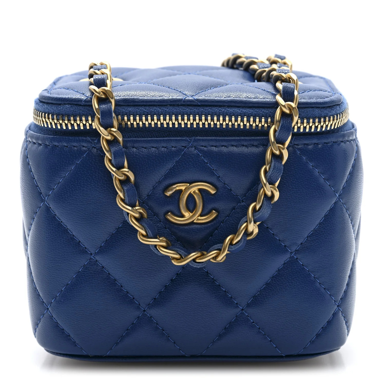 Chanel Lambskin Quilted Pearl Crush Mini Vanity Case With Chain Blue 1757993 | FASHIONPHILE (US)