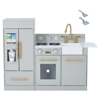 Teamson Kids - Little Chef Chelsea Modern Play Kitchen - Silver Grey / Gold | Bed Bath & Beyond