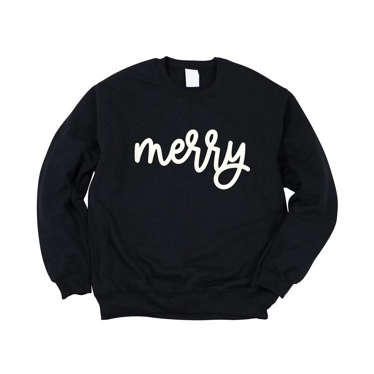 Simply Sage Market Women's Graphic Sweatshirt Merry Bold Cursive Puff Print | Target