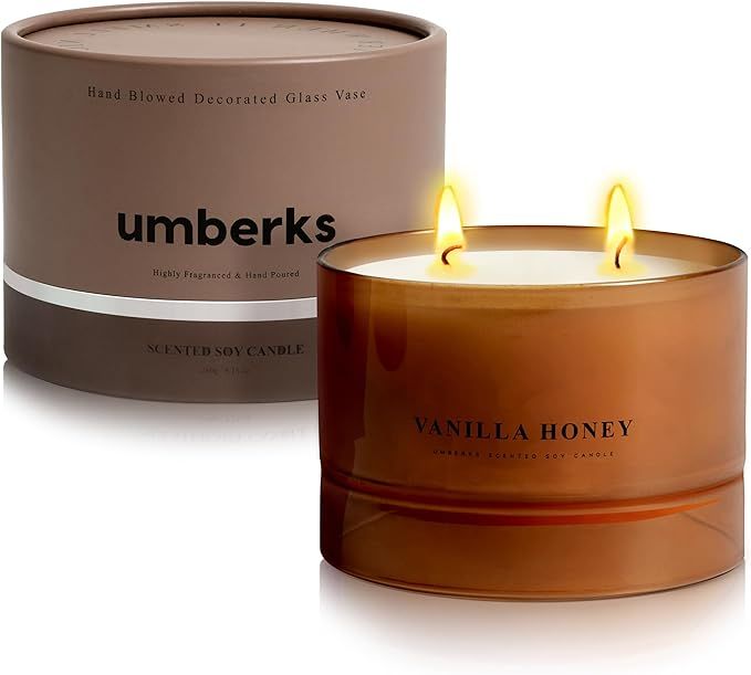 Luxury Vanilla Honey Candles | Large 2 Wick Jar Candle | Up to 50 Hours Burning Time | 100% Natur... | Amazon (US)