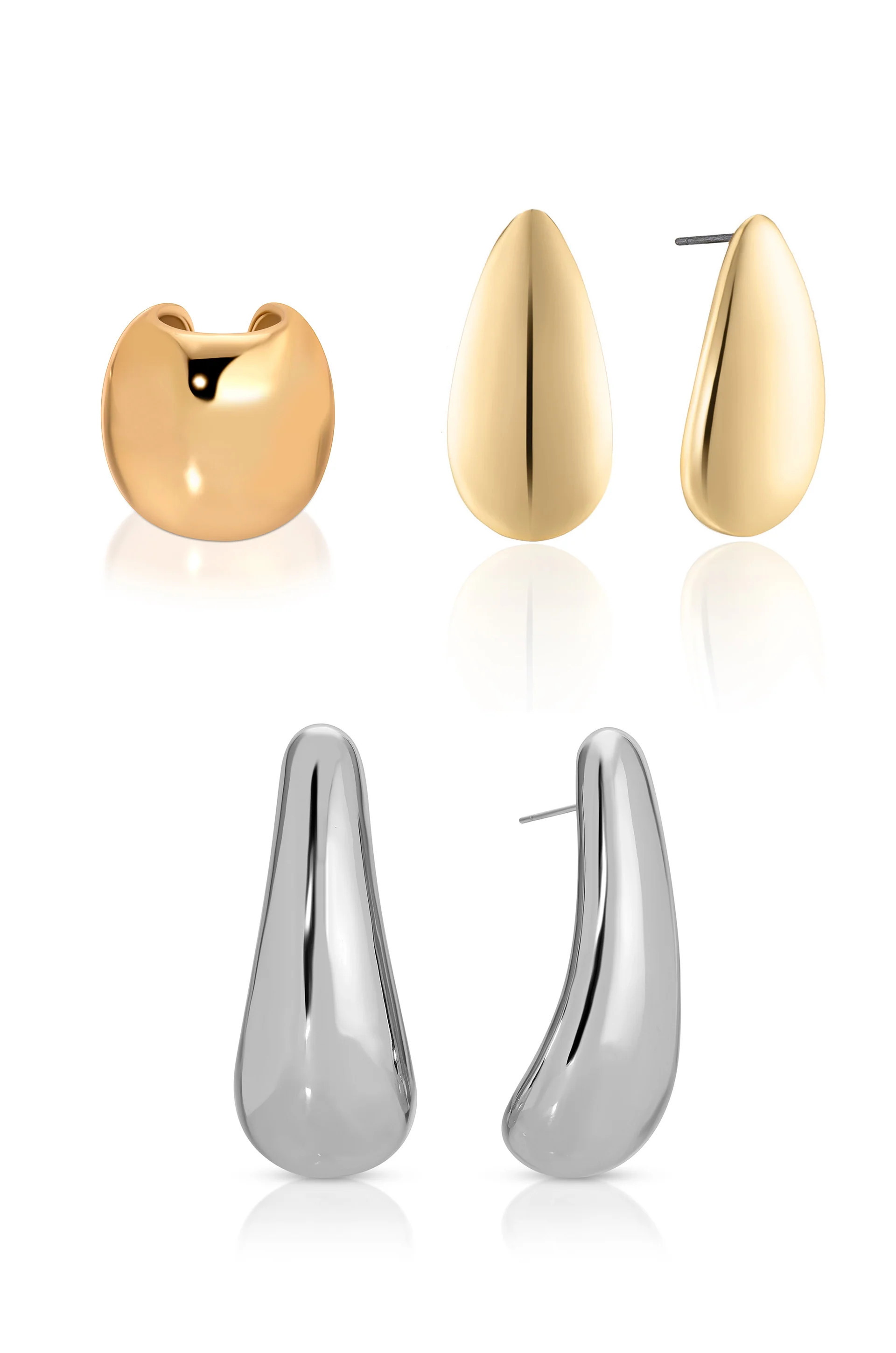 Teardrop Earrings and Chunky Cuff Set of 3 | Ettika
