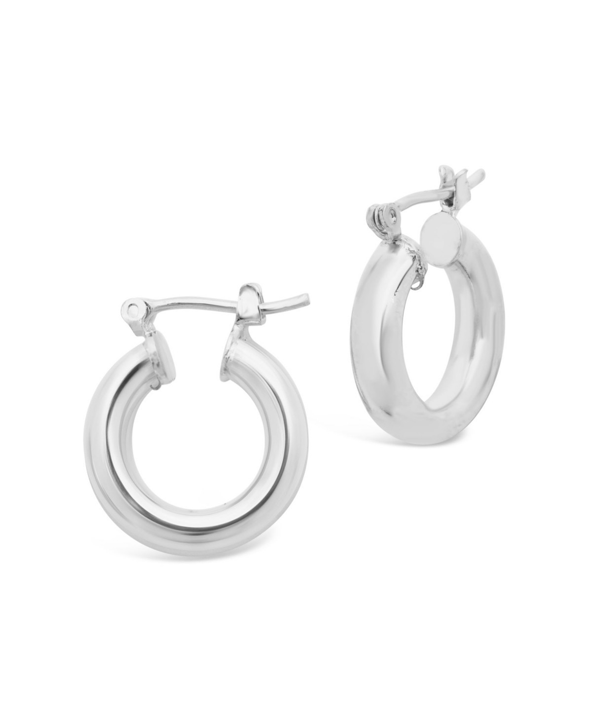 Women's Chunky Tube Silver Plated Hoop Earrings, 75" - Silver-Tone | Macy's