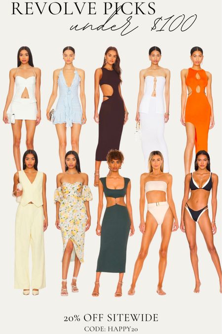 Revolve picks under $100 plus 20% off TODAY ONLY with the code HAPPY20 ☀️ Shop spring dresses, wedding guest looks, swimsuits and more on sale! 

#LTKfindsunder100 #LTKswim #LTKwedding