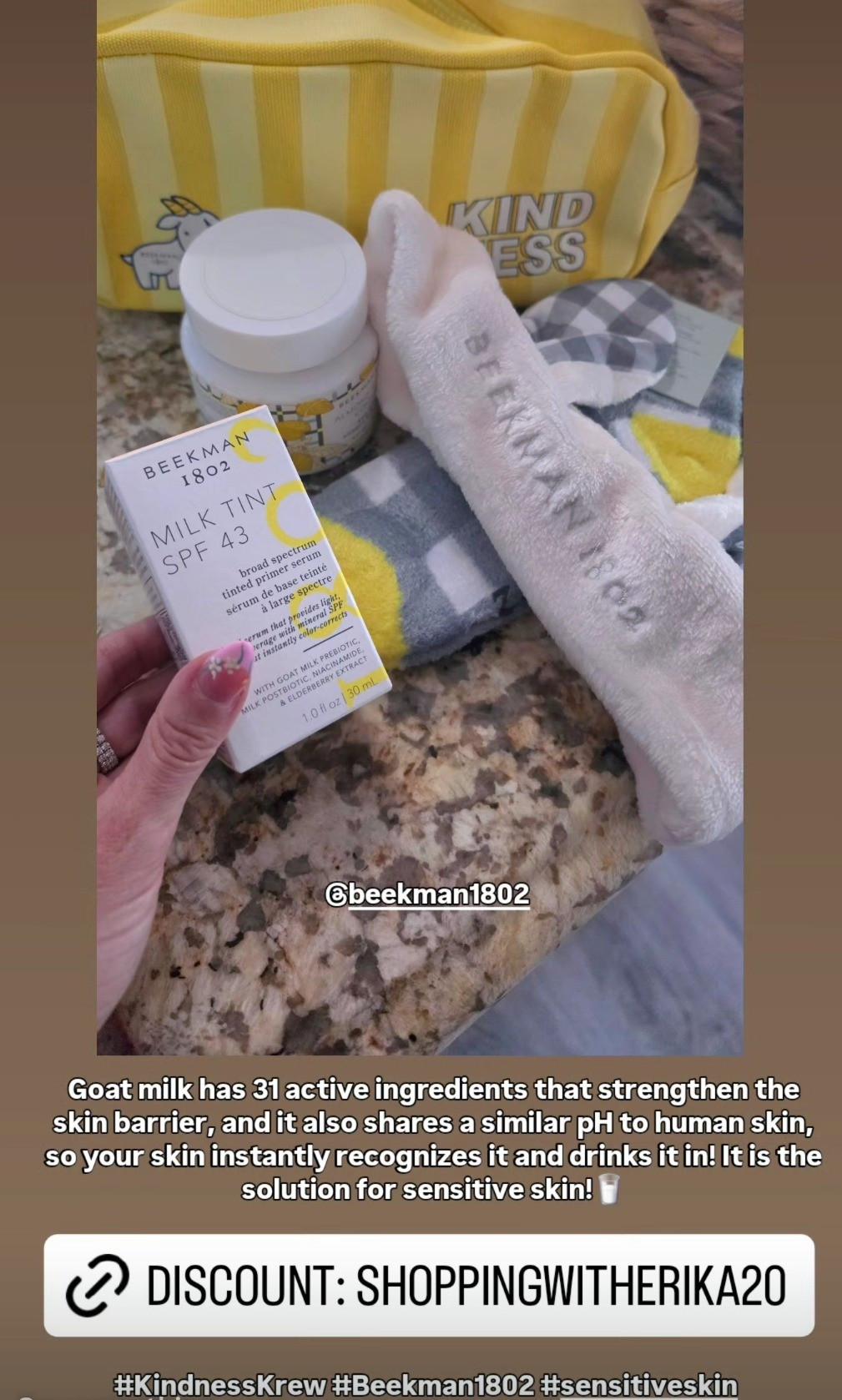 Goat milk has 31 active ingredients that strengthen the skin barrier, and it also shares a similar pH to human skin, so your skin instantly recognizes it and drinks it in! It is the solution for sensitive skin!🥛discount code: shoppingwitherika20

#LTKMothersDay #LTKselfcare #LTKBeauty