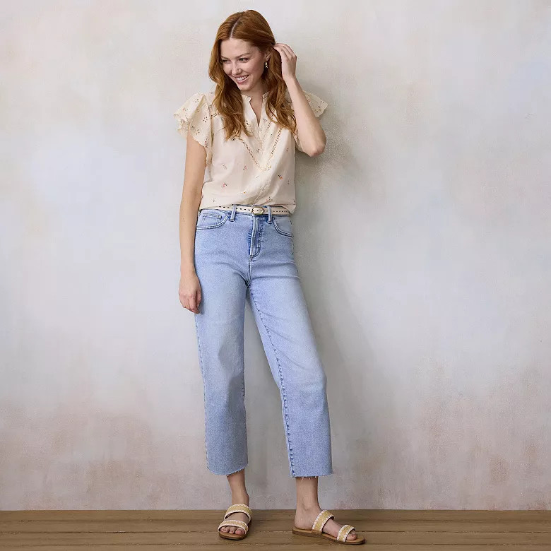 Women's LC Lauren Conrad Ultra High Rise Straight Ankle Jeans With Raw Hem | Kohl's