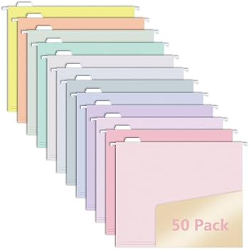 50pcs MagDurnus Hanging File Folders, Pastel Color Design,Letter Size with 1/5 Adjustable Cut Tab... | Amazon (US)